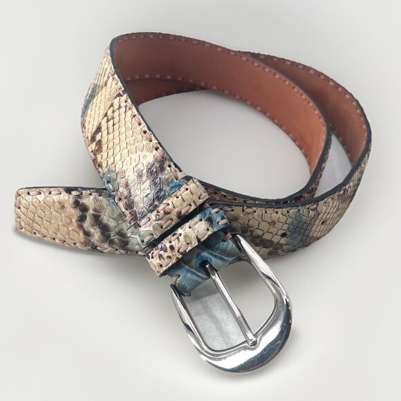 Kashani Genuine Python Snakeskin Leather Belt Mens Size 40 Made in Italy - Picture 1 of 7